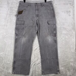 Wrangler Riggs Workwear‎ Pants Mens 38x31 Gray Cargo Utility Pocket Double Knee